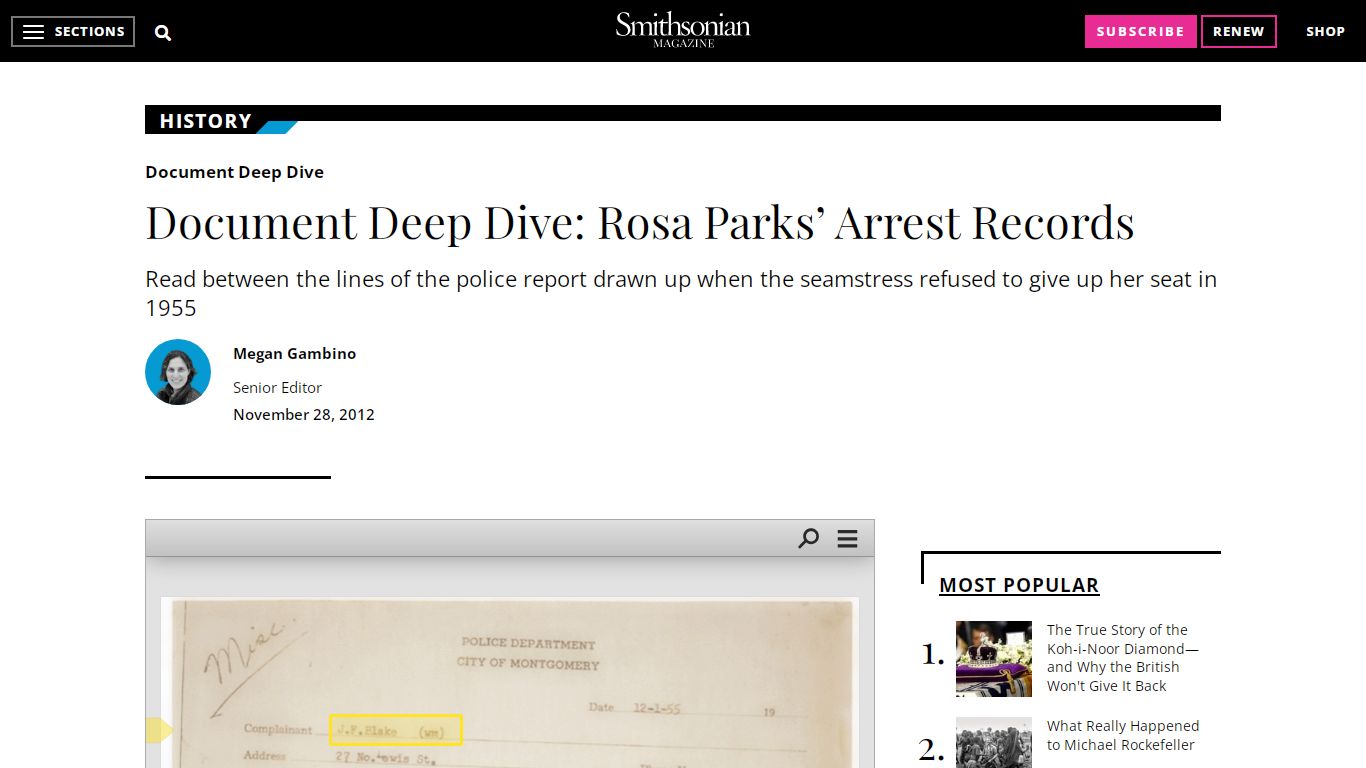 Document Deep Dive: Rosa Parks’ Arrest Records