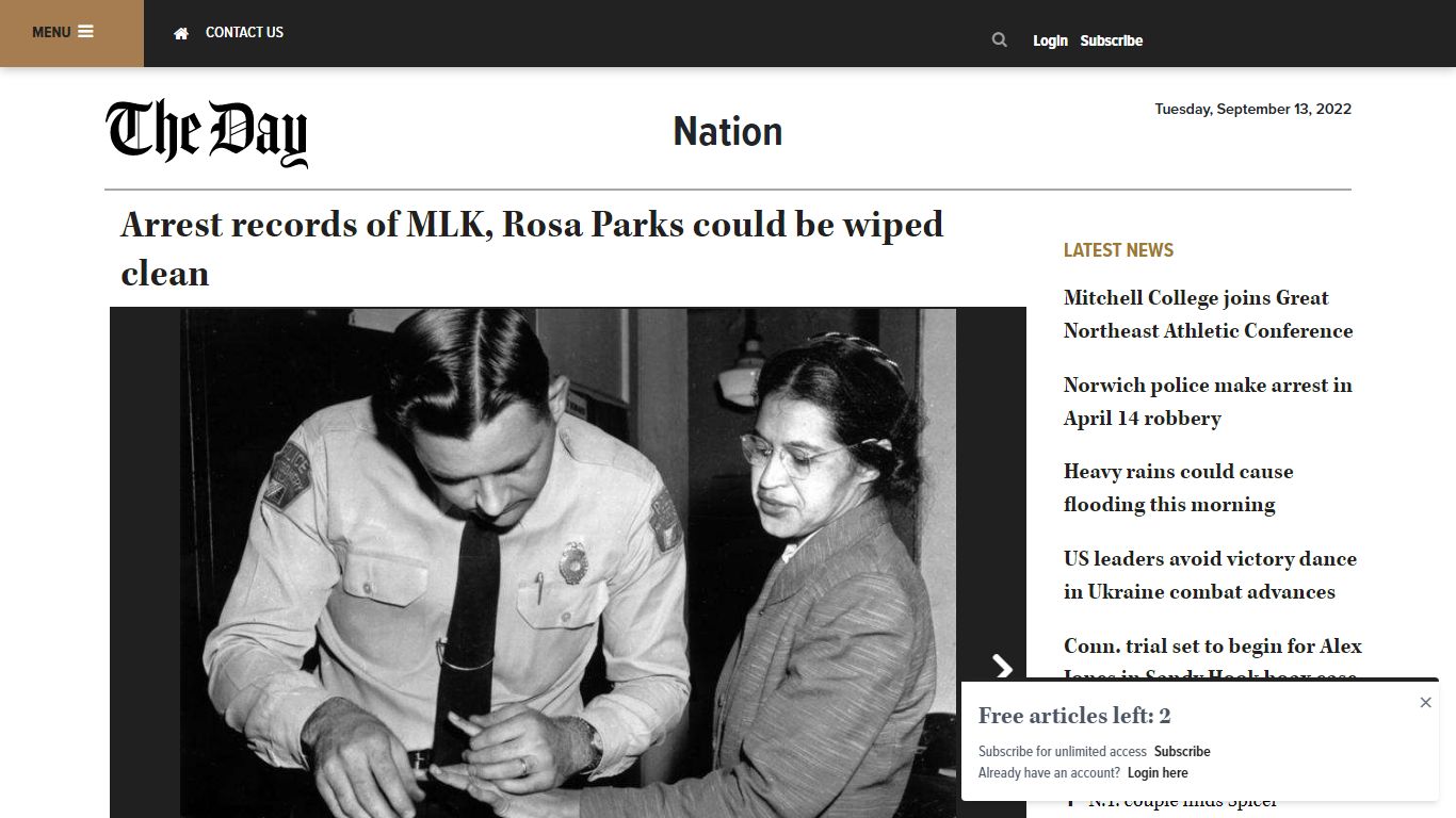 Arrest records of MLK, Rosa Parks could be wiped clean - The Day