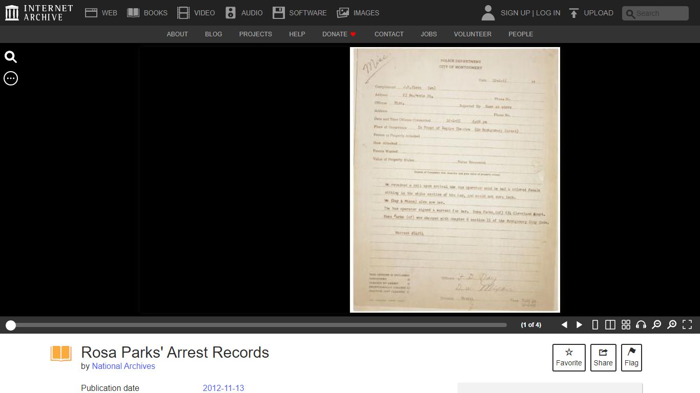 Rosa Parks' Arrest Records : National Archives : Free Download, Borrow ...